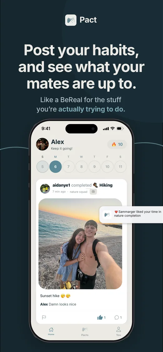 Pact feed — post your habits and see what your mates are up to